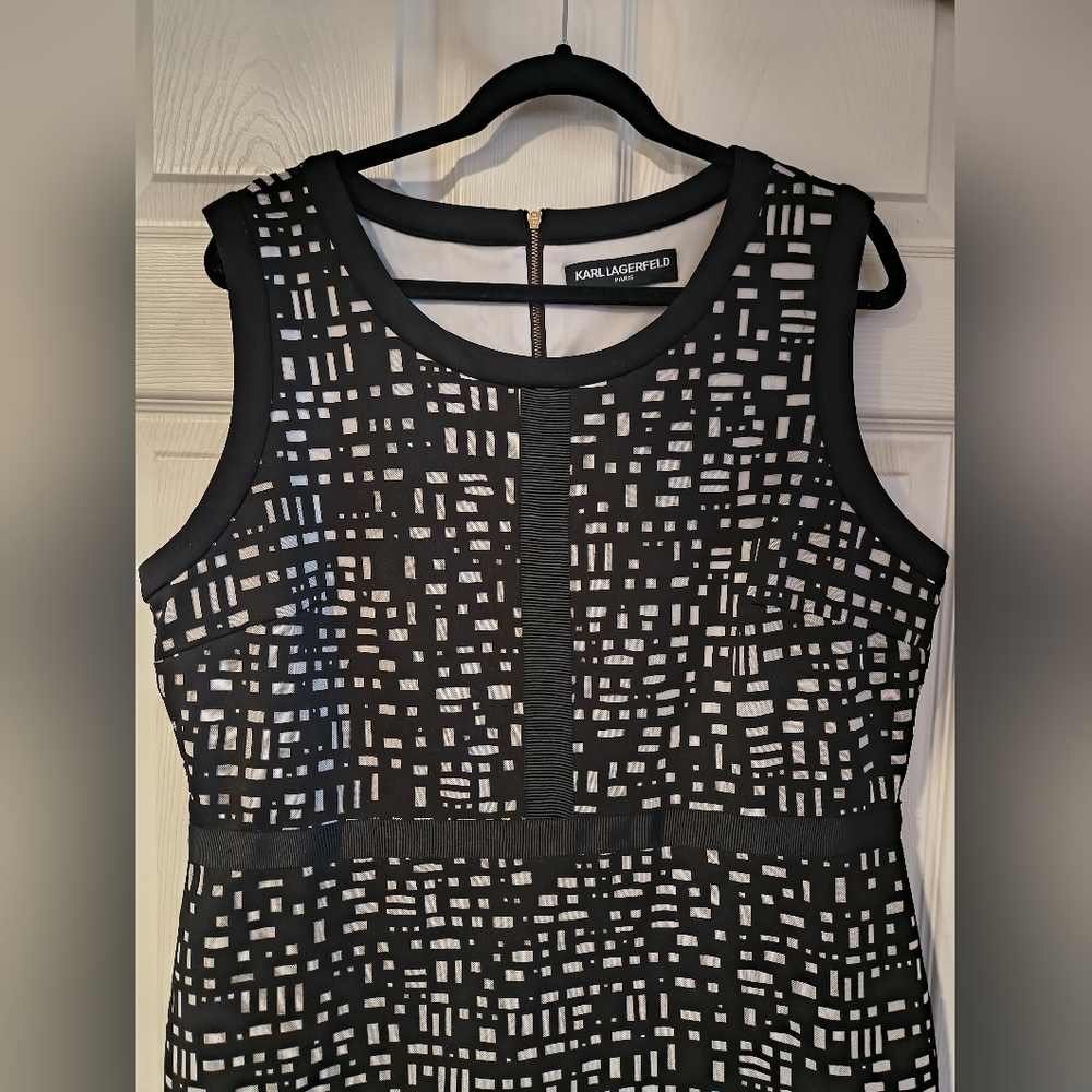 Karl Lagerfeld Black & White Geometric Sz 16 Dress - Picture 3 of 8